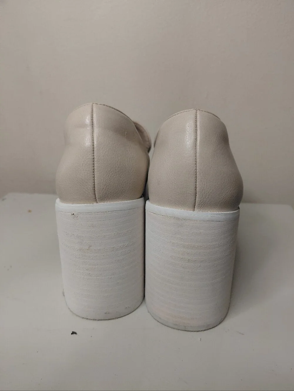 Oasis Society Hannah Cream Platform Penny Loafers with Chunky Block Heel Sz 8.5